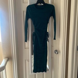 Zara Ribbed Knit Cut Out Midi Dress Small